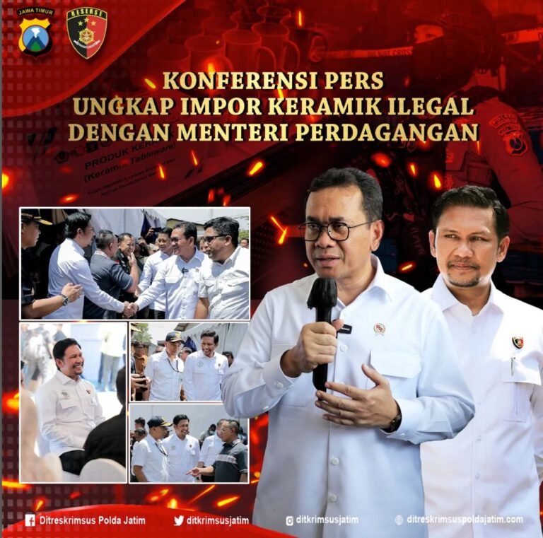 Dirreskrimsus Polda Jatim Bersama Menteri Perdagangan Ungkap Kasus Impor Senilai 9,8 Miliyar Dirreskrimsus Polda Jatim Bersama Menteri Perdagangan Ungkap Kasus Impor Senilai 9,8 Miliyar