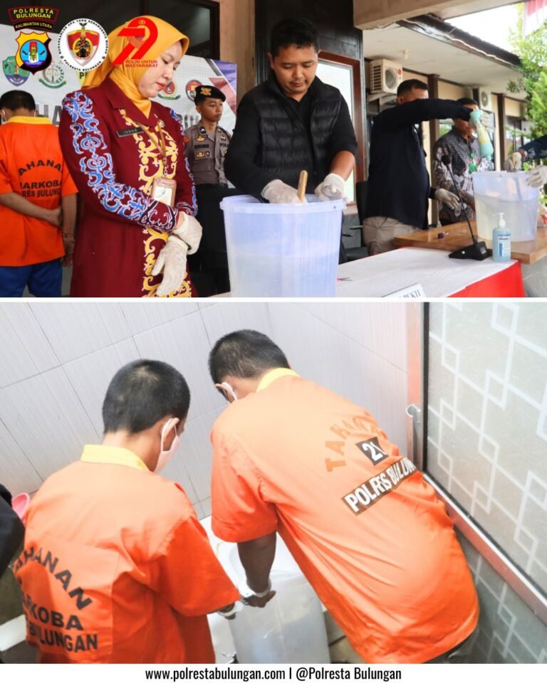 Polresta Bulungan Musnahkan 243,25 Gram Sabu, Tersangka Disaksikan Langsung Proses Pemusnahan
